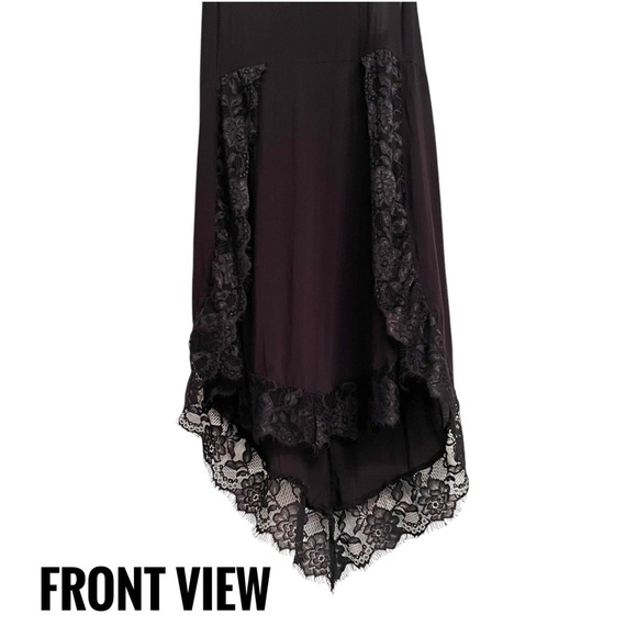 Free People Black Eyelash Lace Adjustable Spaghetti Straps Slip Dress Size Small - Picture 5 of 9